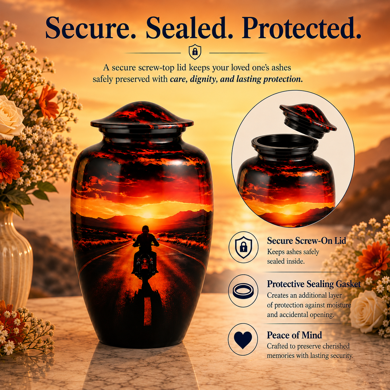 Serene Sunset Memorial Urn