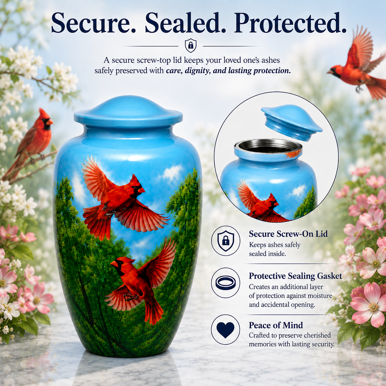 Cardinal Sky Cremation Urn