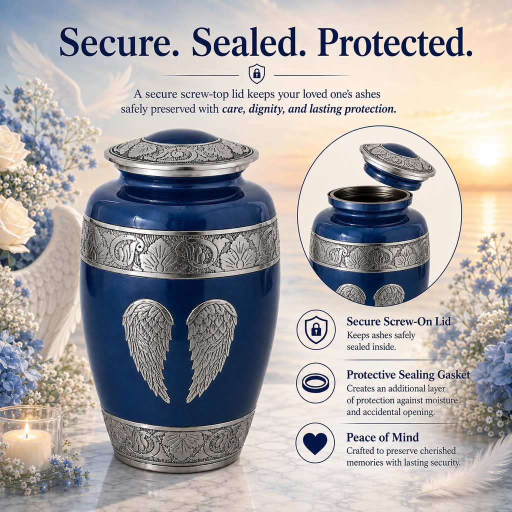 Blue Angel Wings Cremation Urn