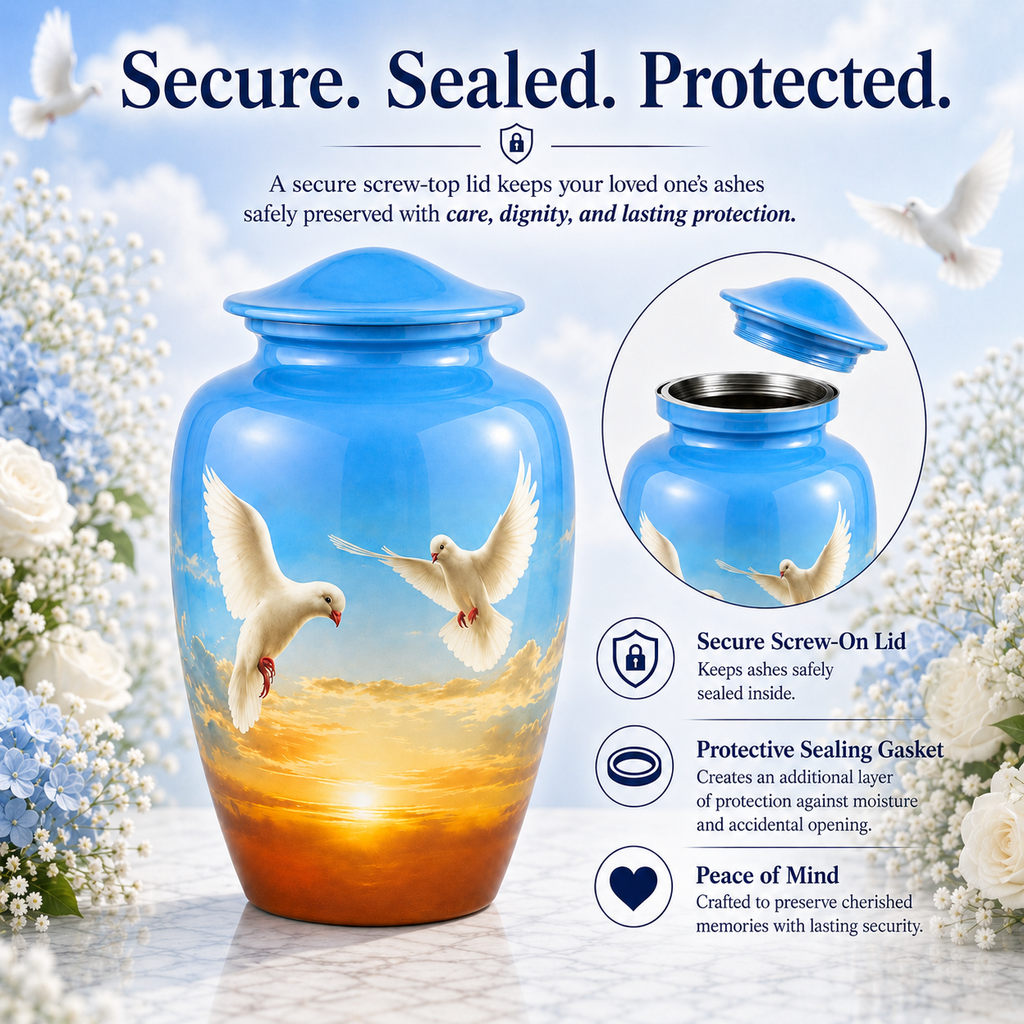 Doves at Sunset Cremation Urn