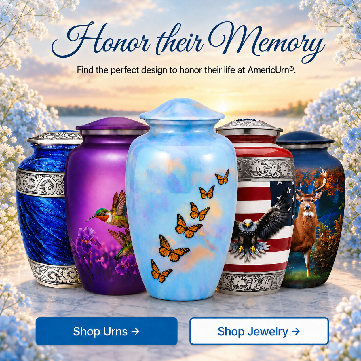 Butterfly Sky Cremation Urn