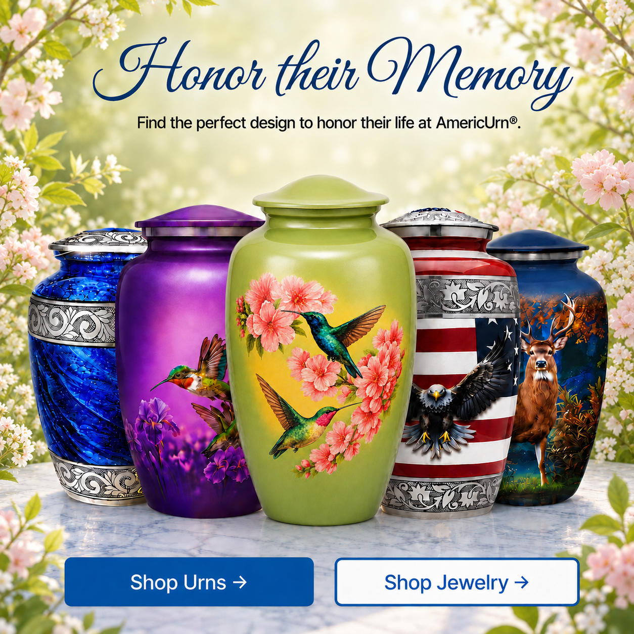 Hummingbird Blossom Cremation Urn