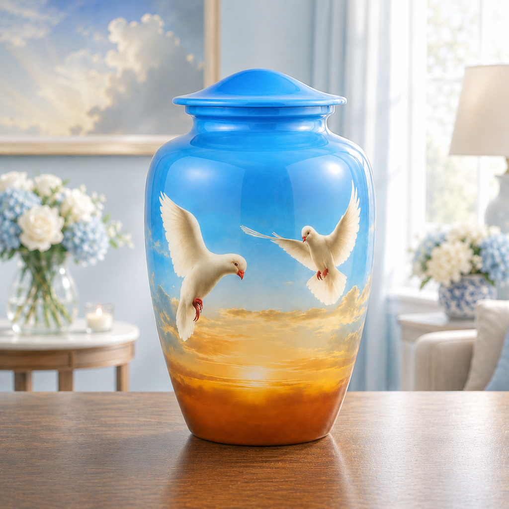 Doves at Sunset Cremation Urn