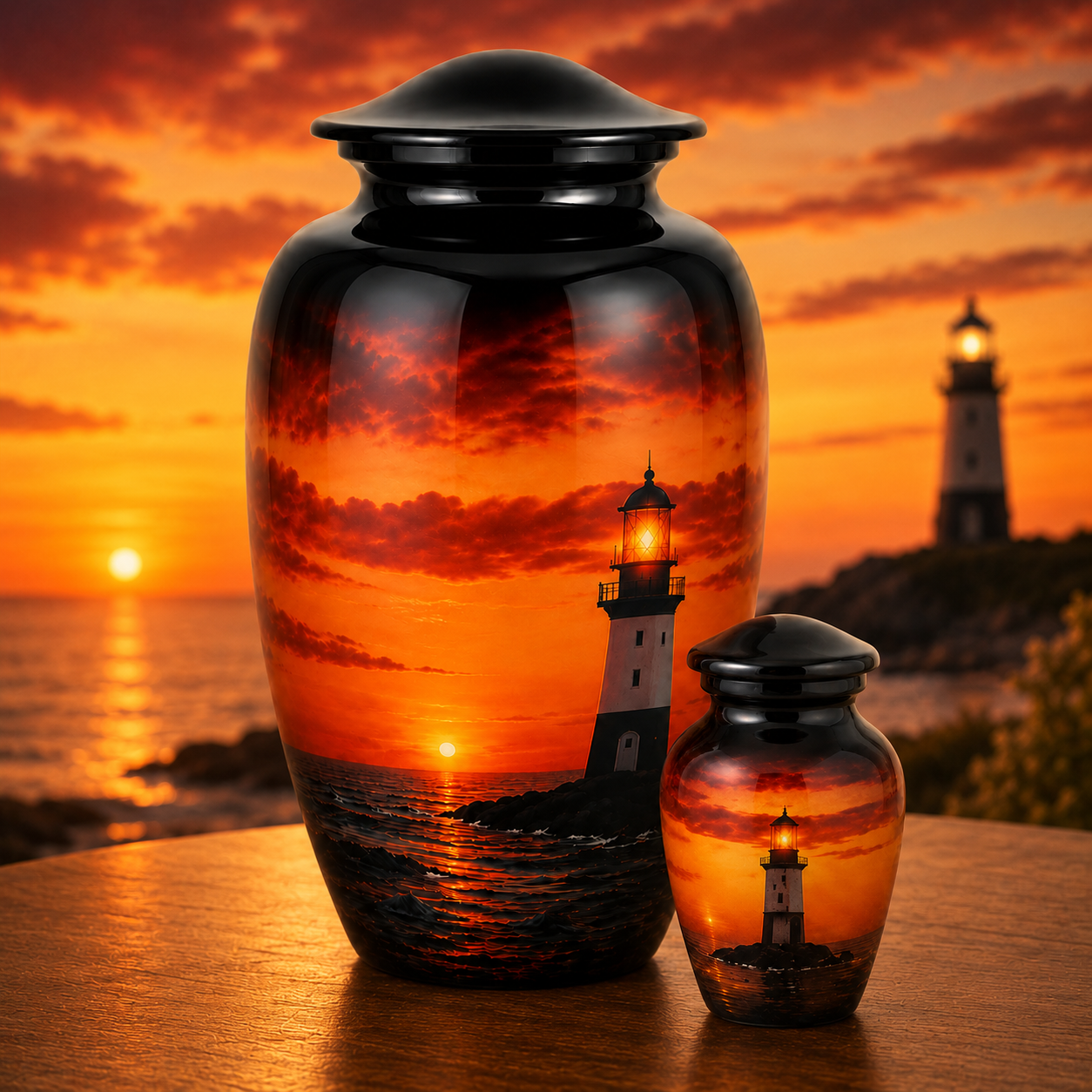 Serene Sunset Memorial Urn