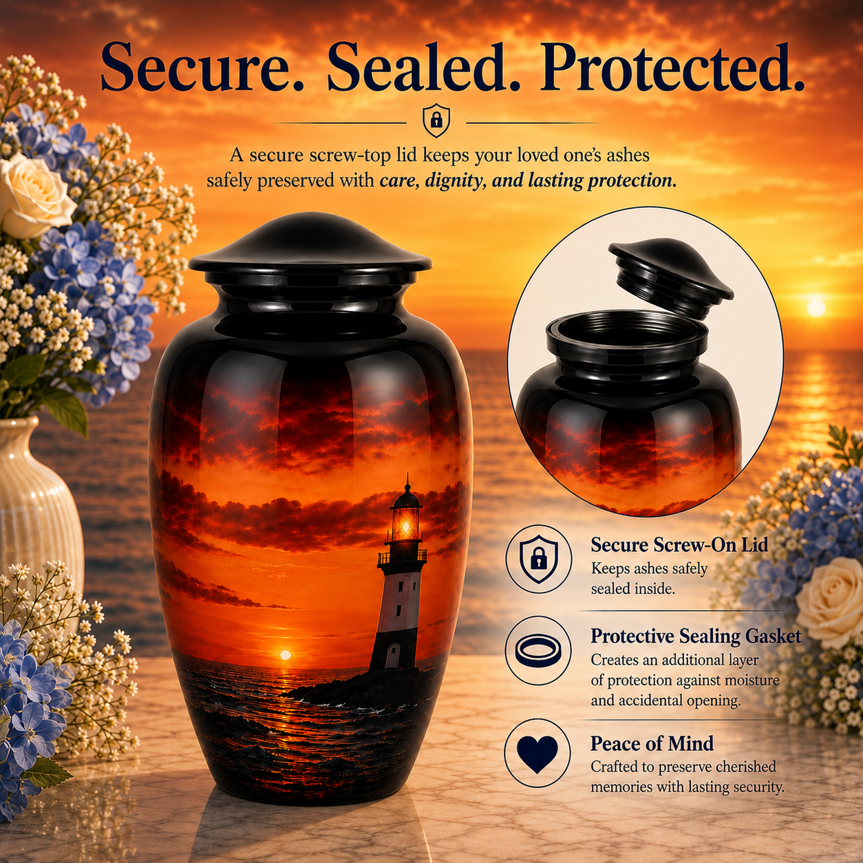 Serene Sunset Memorial Urn