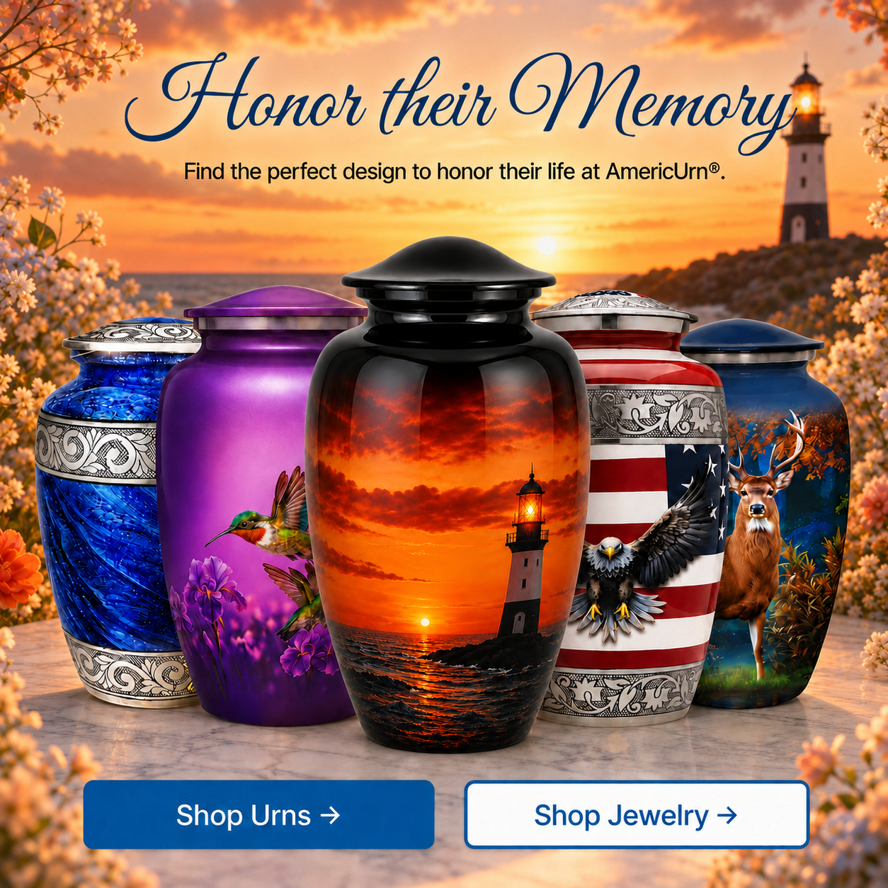 Serene Sunset Memorial Urn