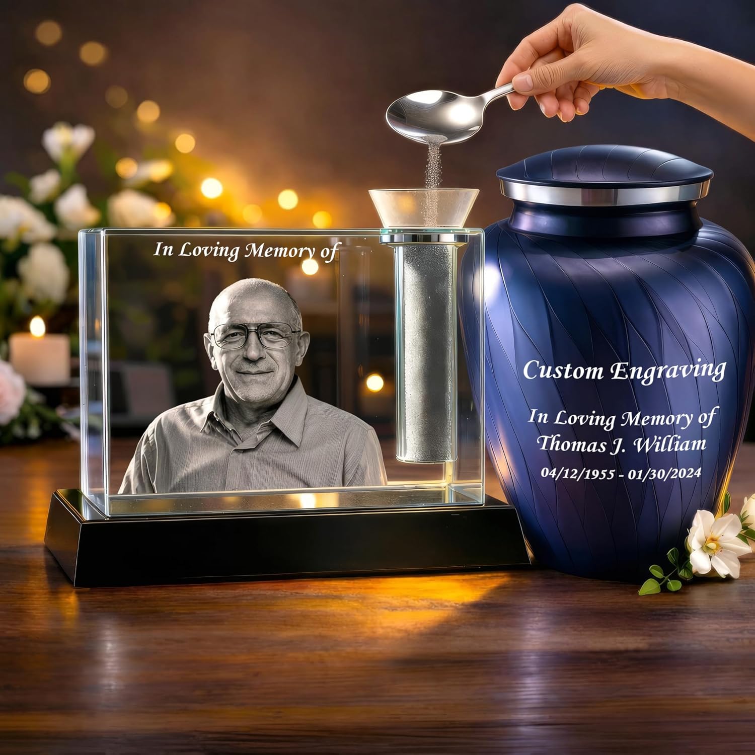 3D Crystal Rectangle Photo Urn
