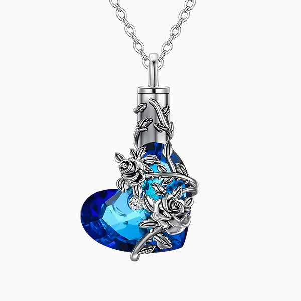 Heart Rose Crystal Keepsake Necklace