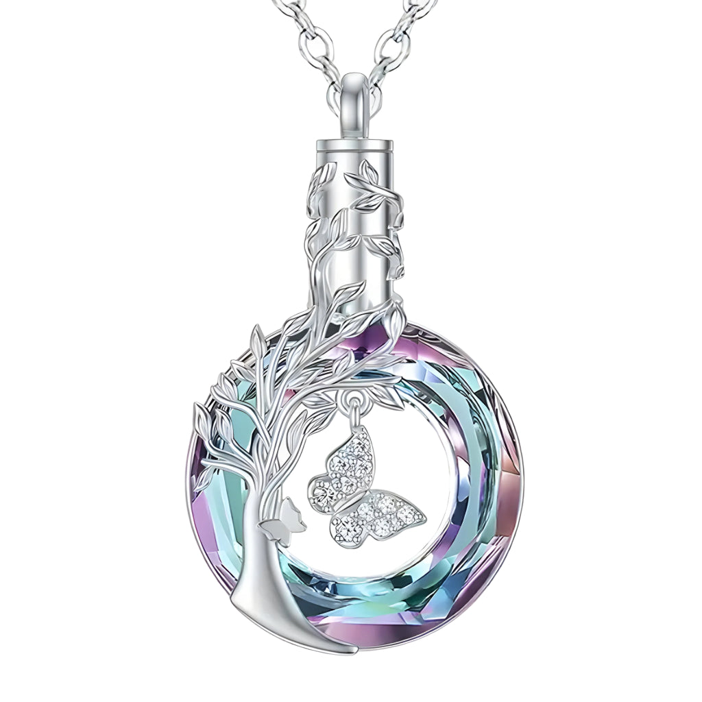 Circle Butterfly & Tree‑of‑Life Keepsake Necklace