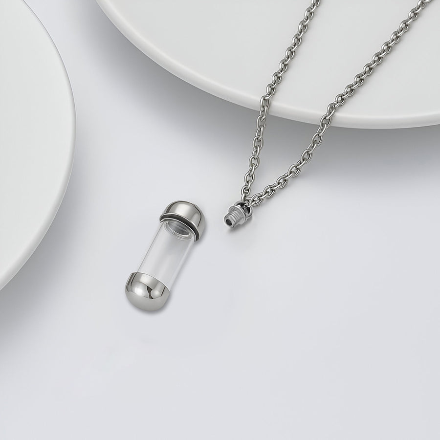 Silver Glass Vial Keepsake Necklace