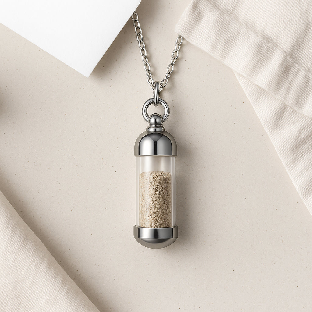 Silver Glass Vial Keepsake Necklace