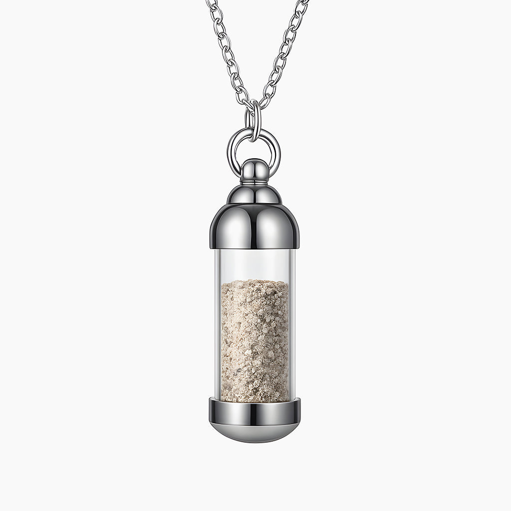 Silver Glass Vial Keepsake Necklace