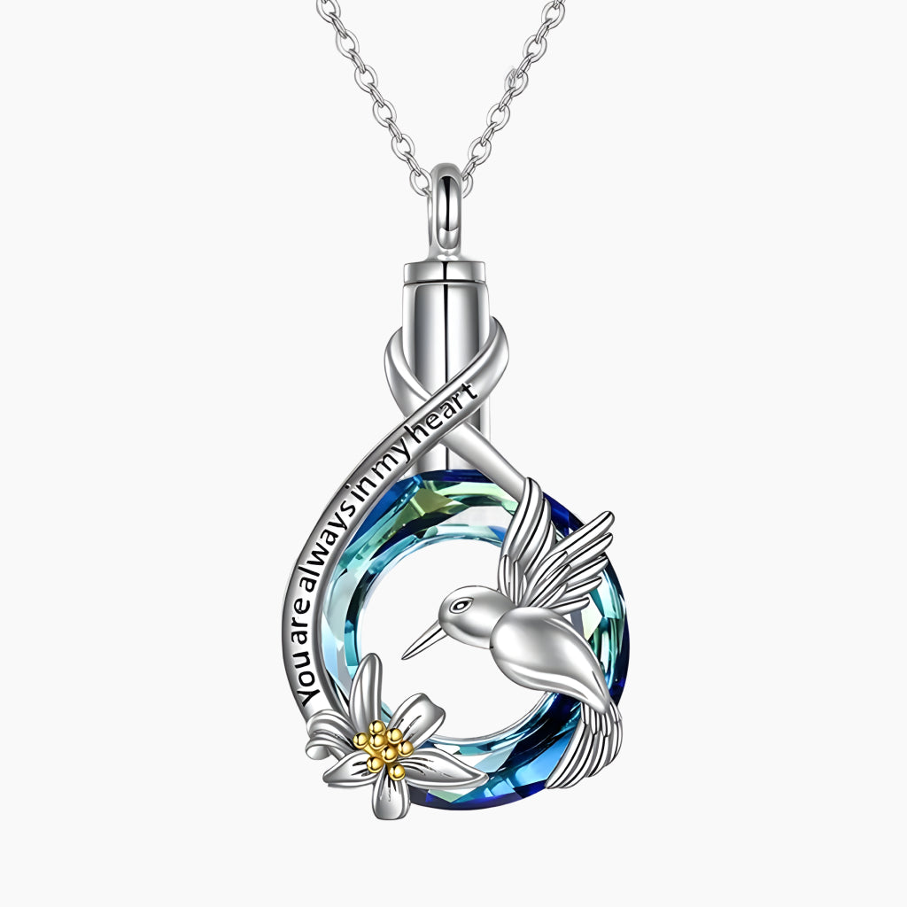Circle Hummingbird & Ribbon Keepsake Necklace