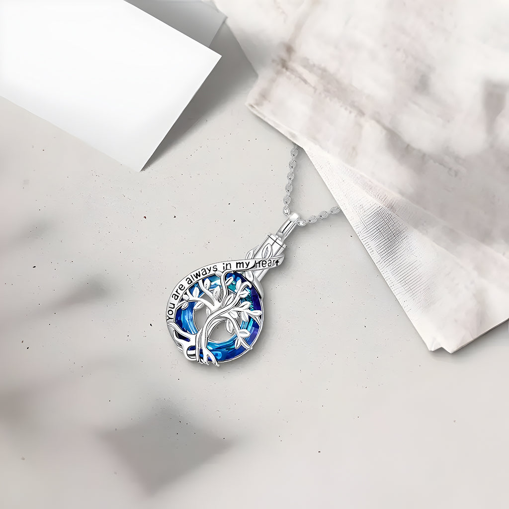 Circle Tree‑of‑Life & Ribbon Keepsake Necklace