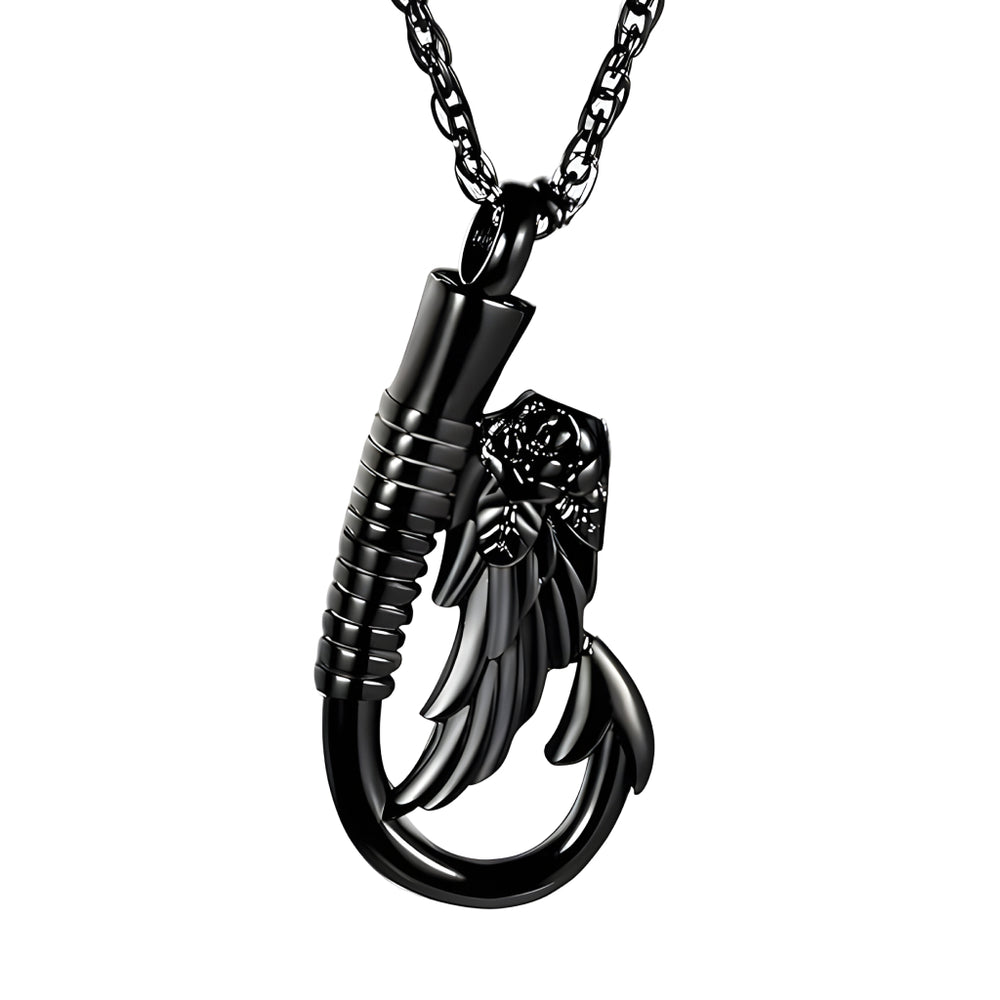 Fish-Hook Angel Wing Keepsake Necklace