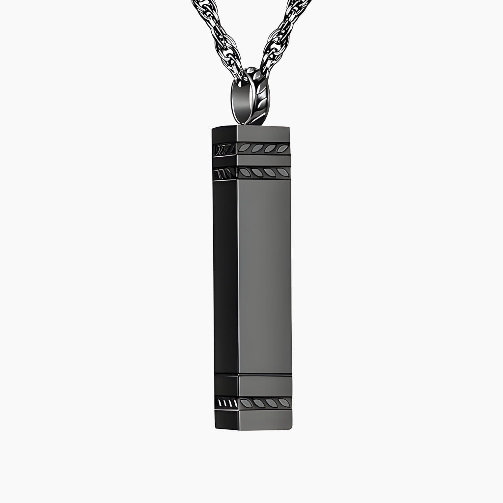 Black Minimalistic Silver Keepsake Necklace