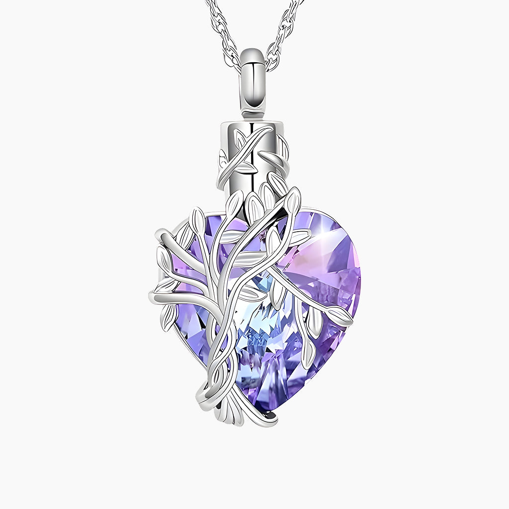 Purple Heart & Vine Keepsake Necklace