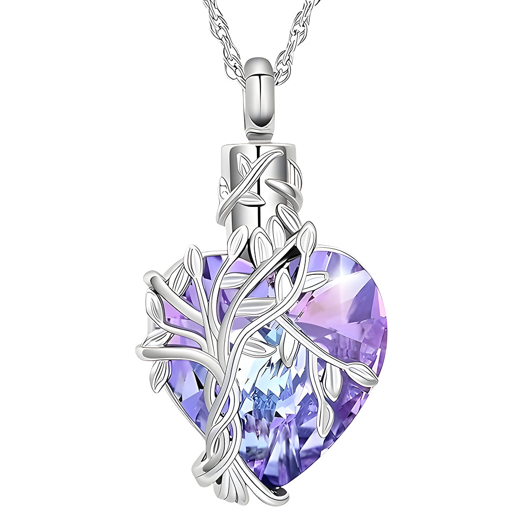 Purple Heart & Vine Keepsake Necklace