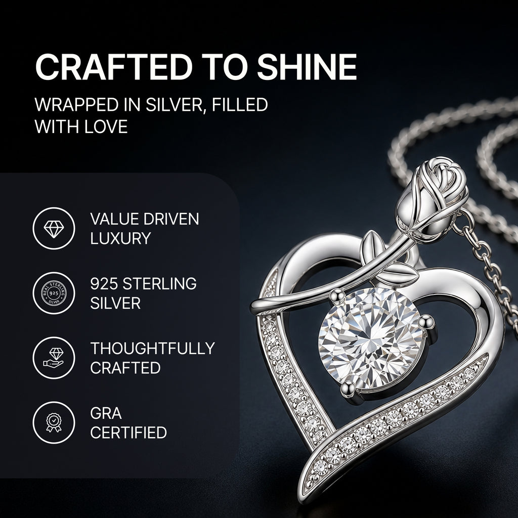 Moissanite Heart Pendant Necklace