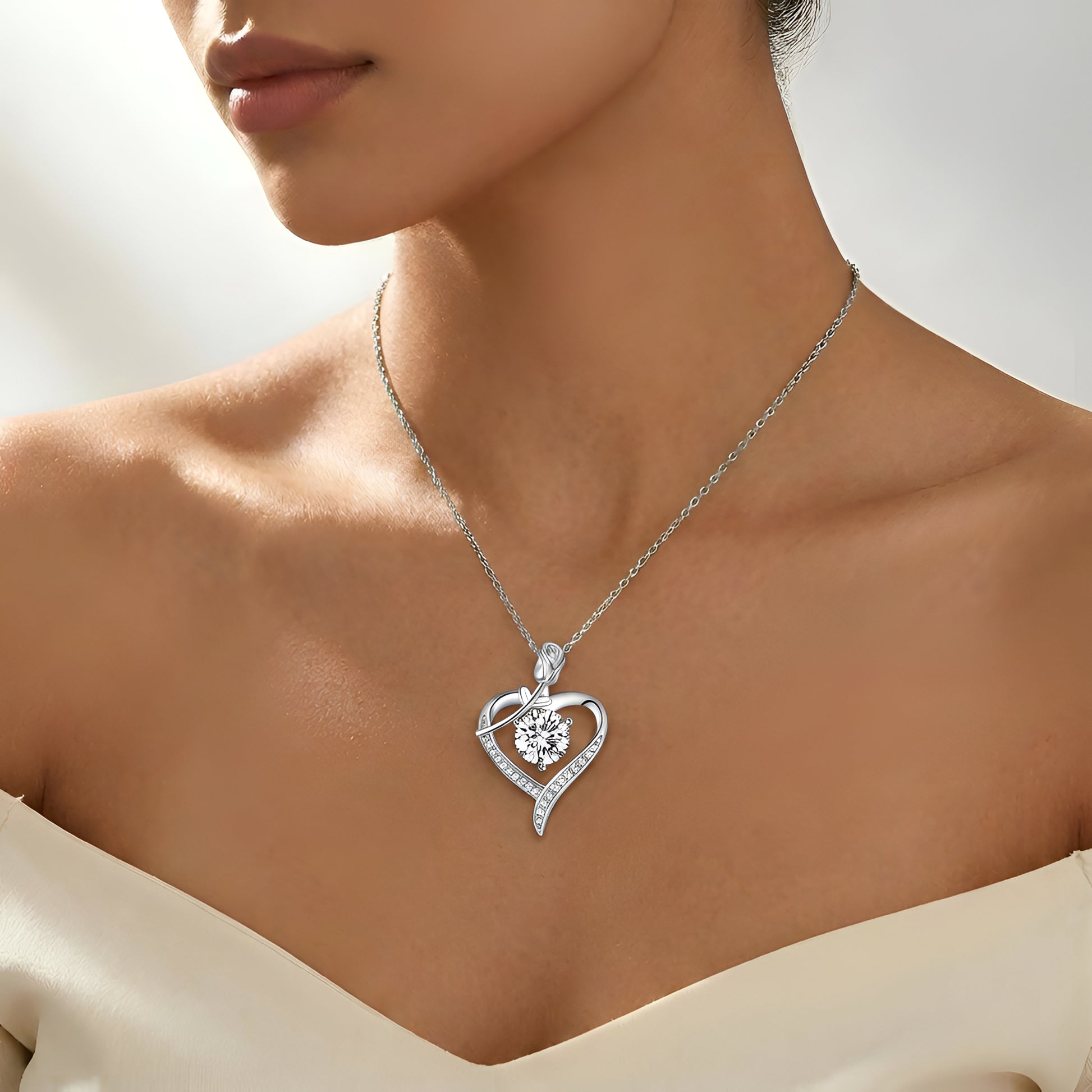 Moissanite Heart Pendant Necklace