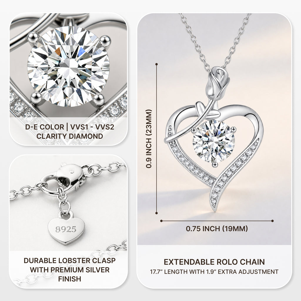 Moissanite Heart Pendant Necklace