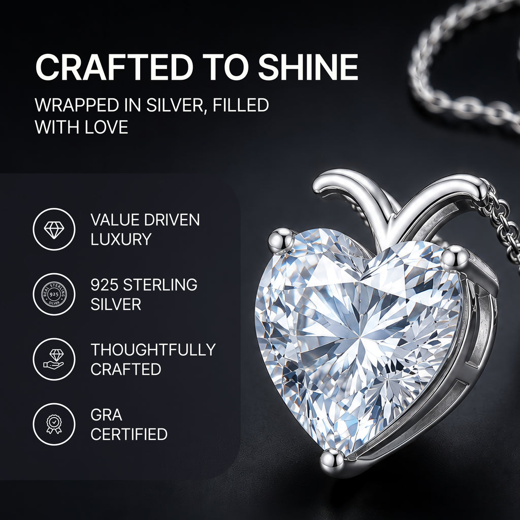 Moissanite Heart Pendant Necklace