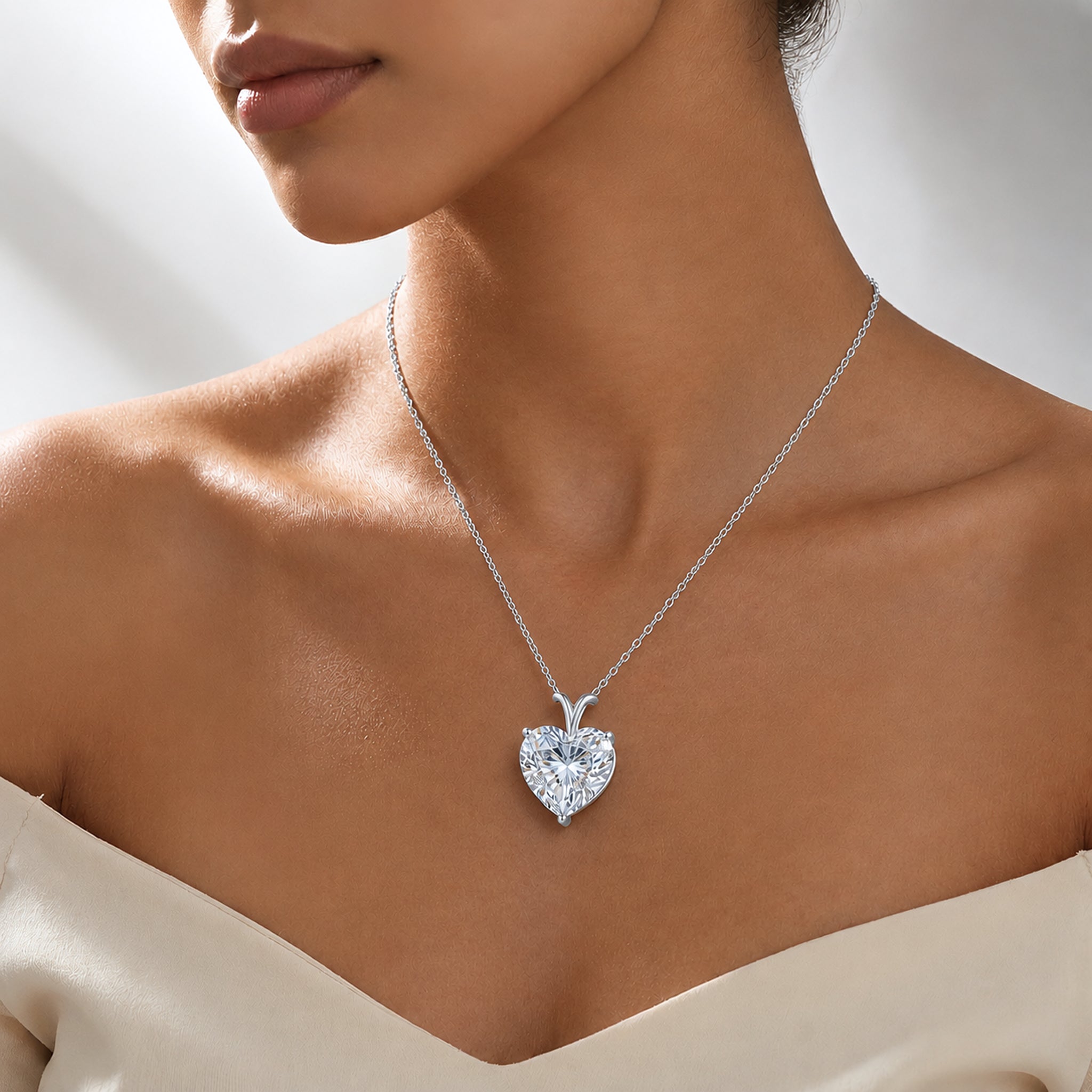 Moissanite Heart Pendant Necklace