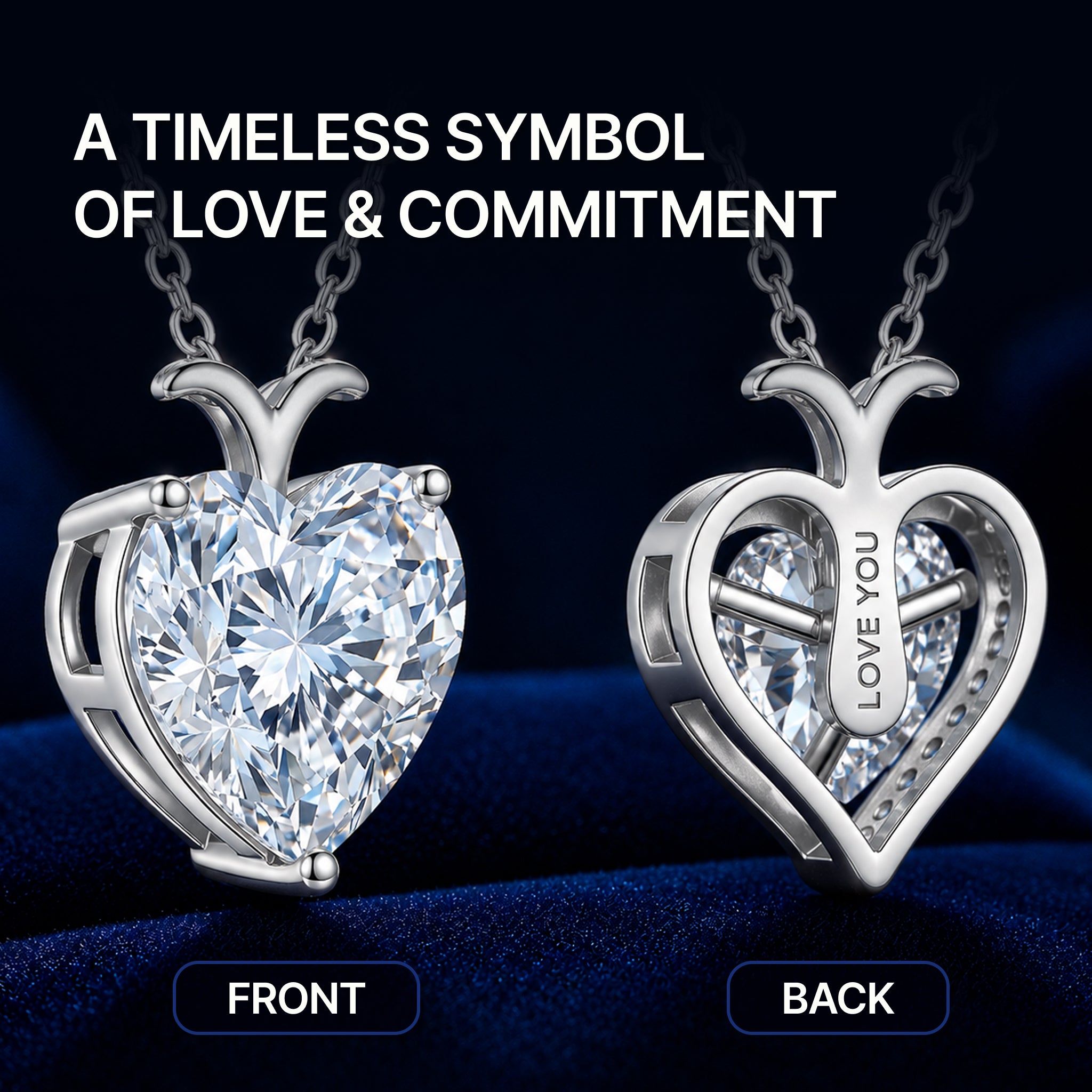 Moissanite Heart Pendant Necklace