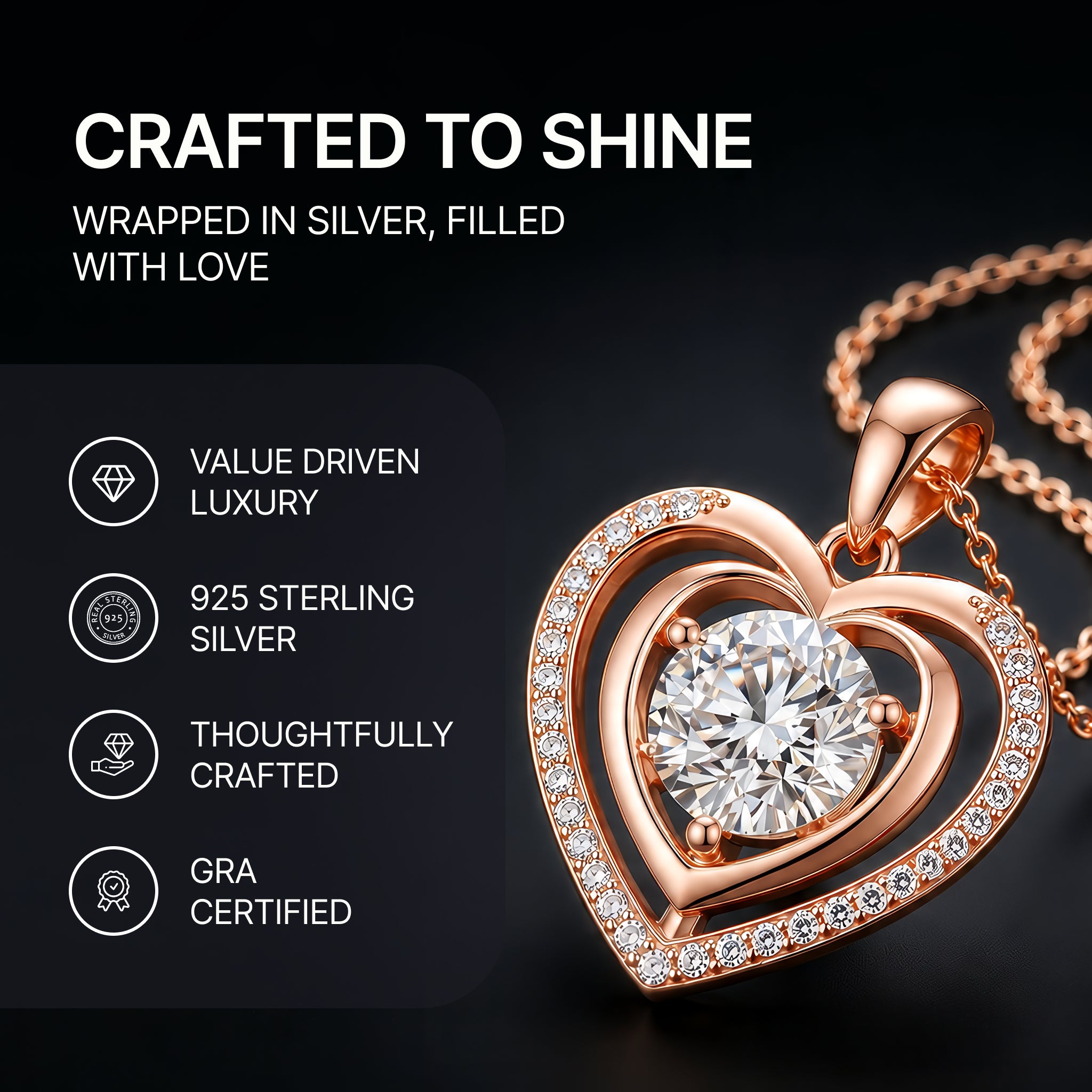 Moissanite Heart Pendant Necklace
