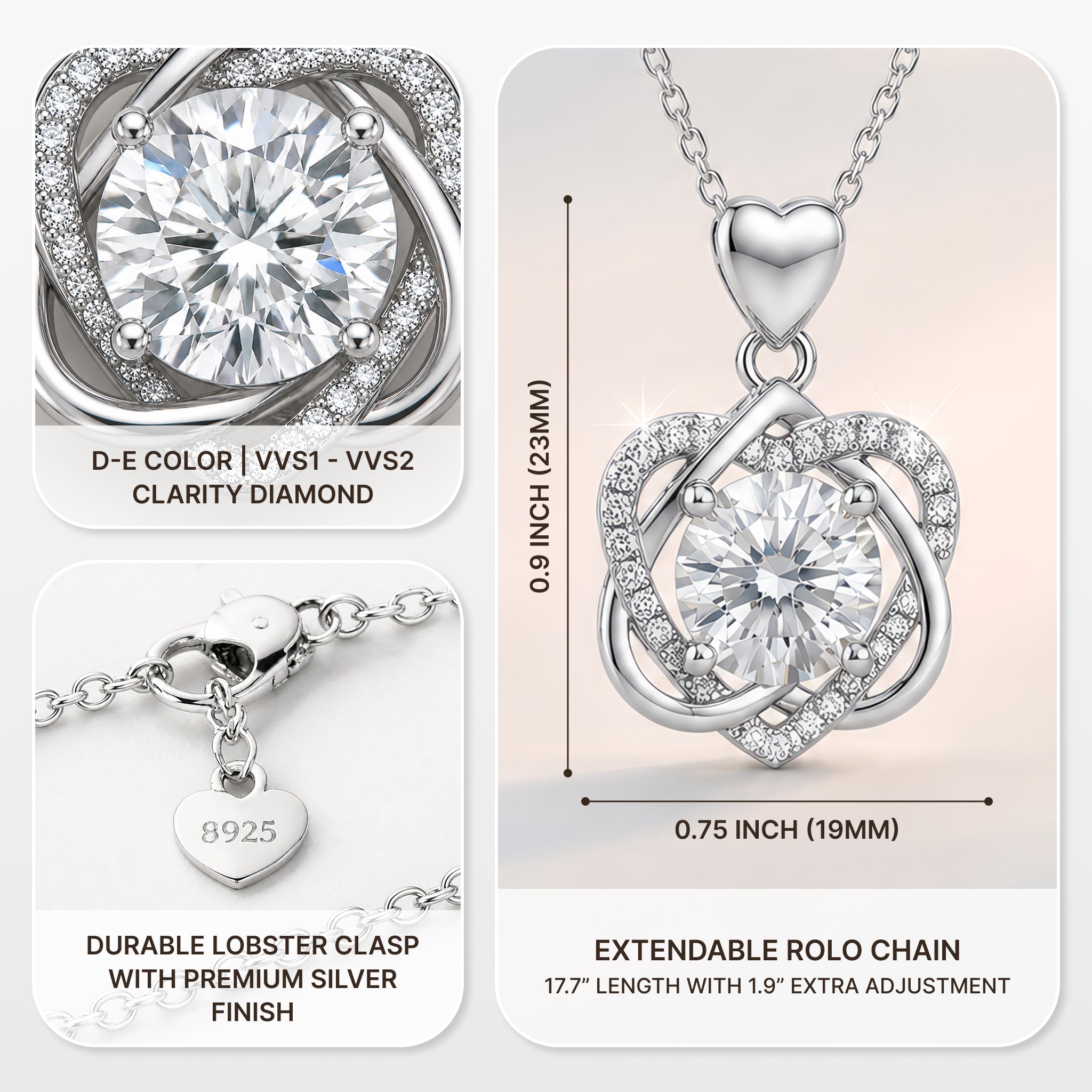 Moissanite Heart Pendant Necklace