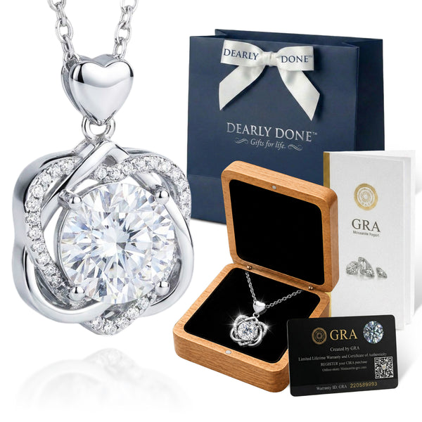 Moissanite Heart Pendant Necklace - Infinity Love 3.0 CT Silver