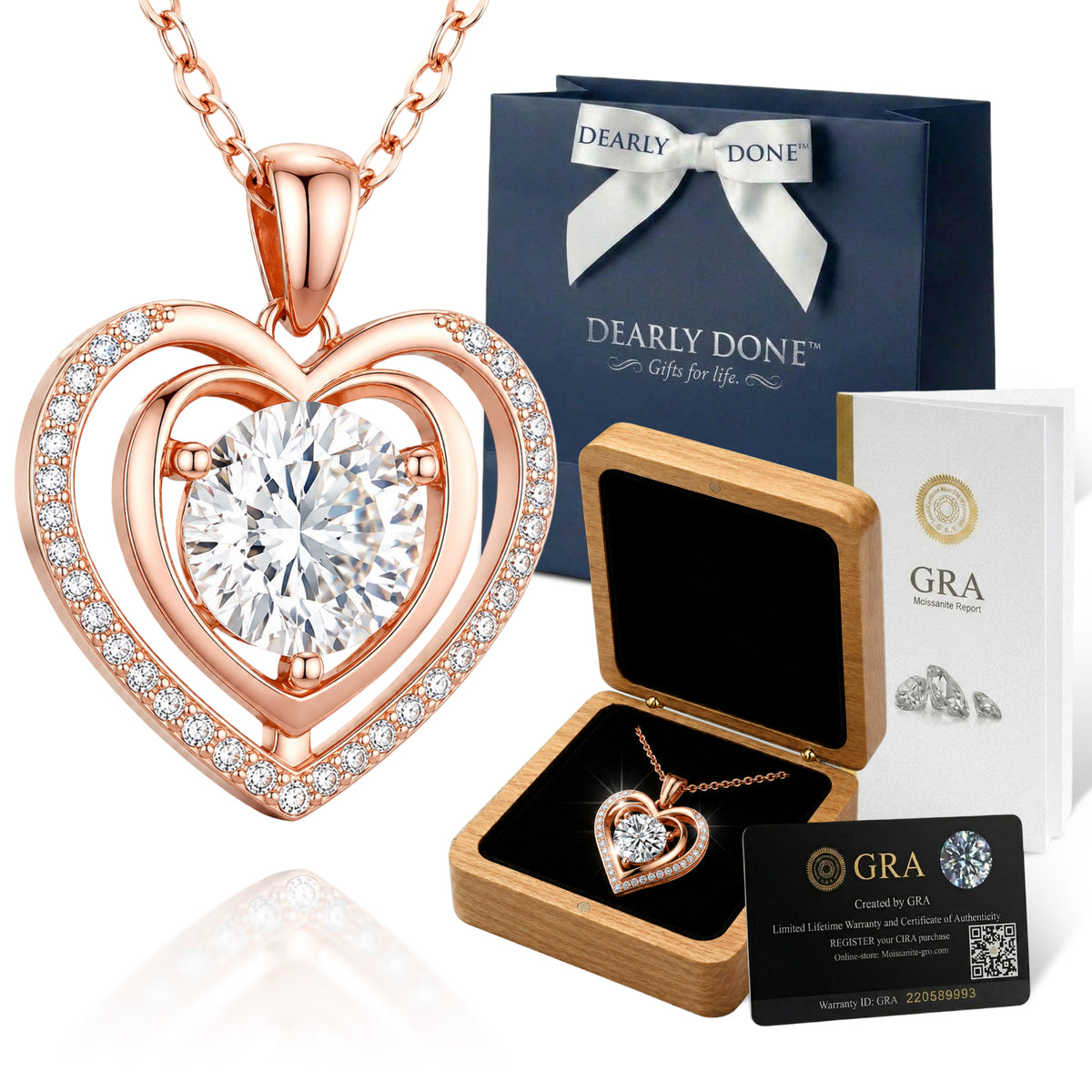 Moissanite Heart Pendant Necklace