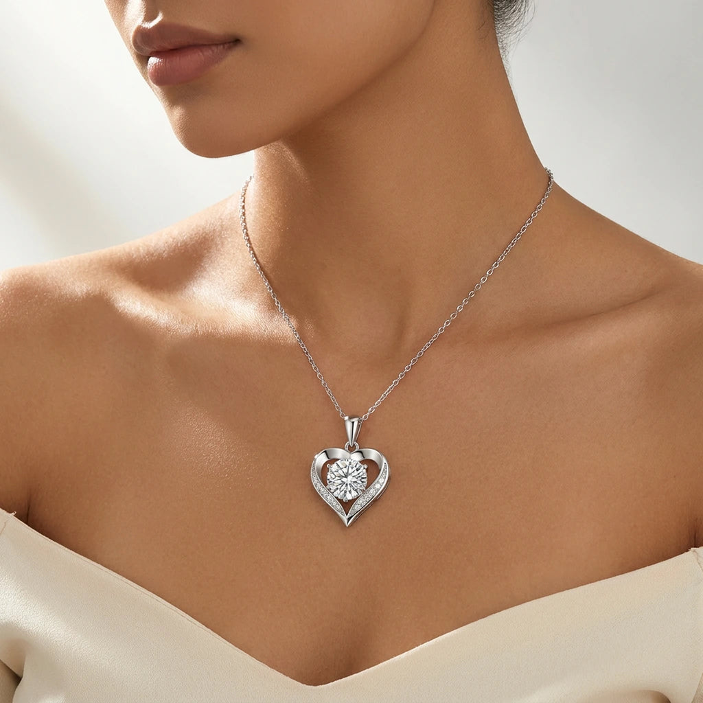 Moissanite Heart Pendant Necklace