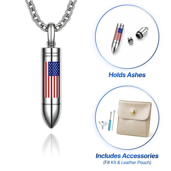 Bullet Keepsake Necklace - Mini American Flag Bullet