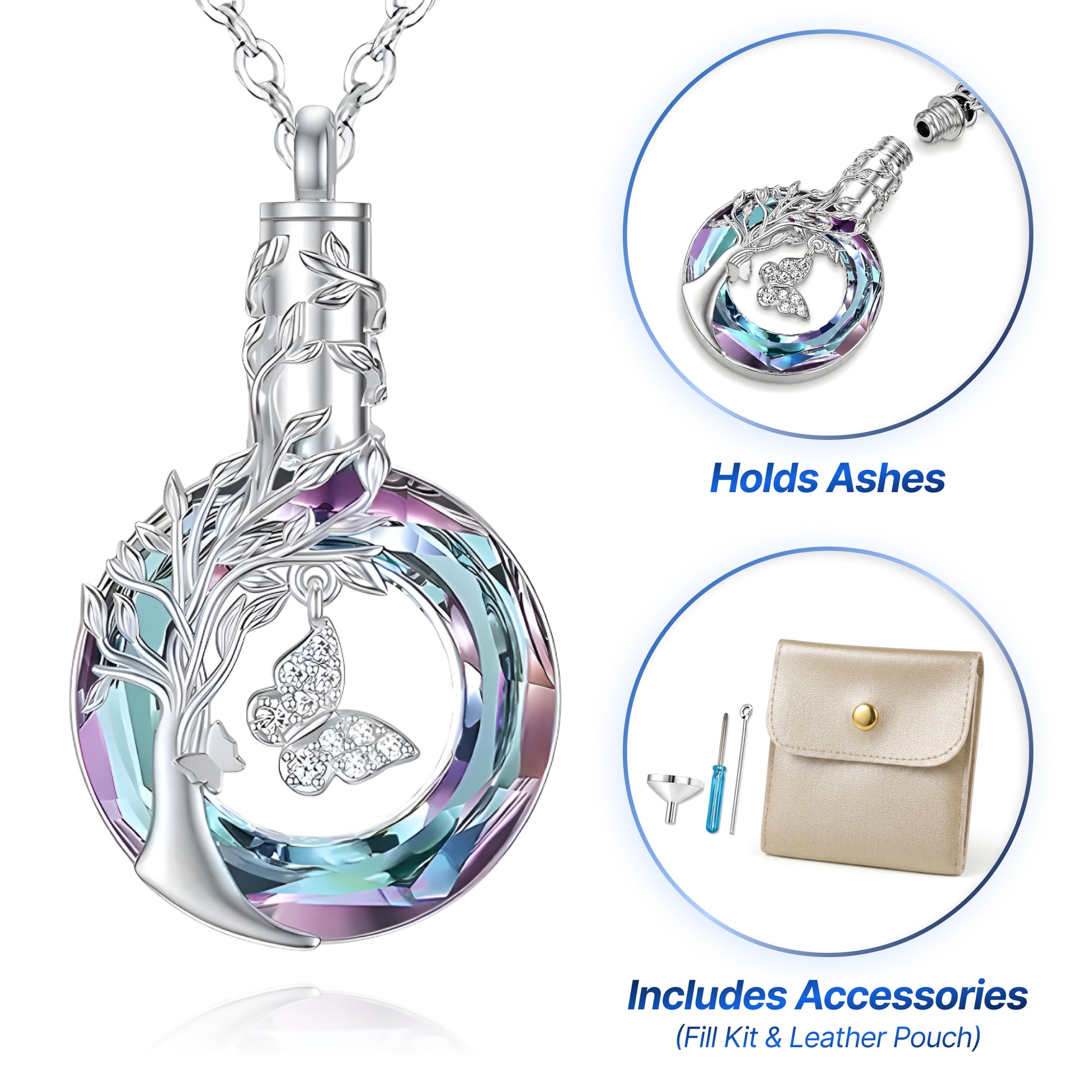Circle Butterfly & Tree‑of‑Life Keepsake Necklace