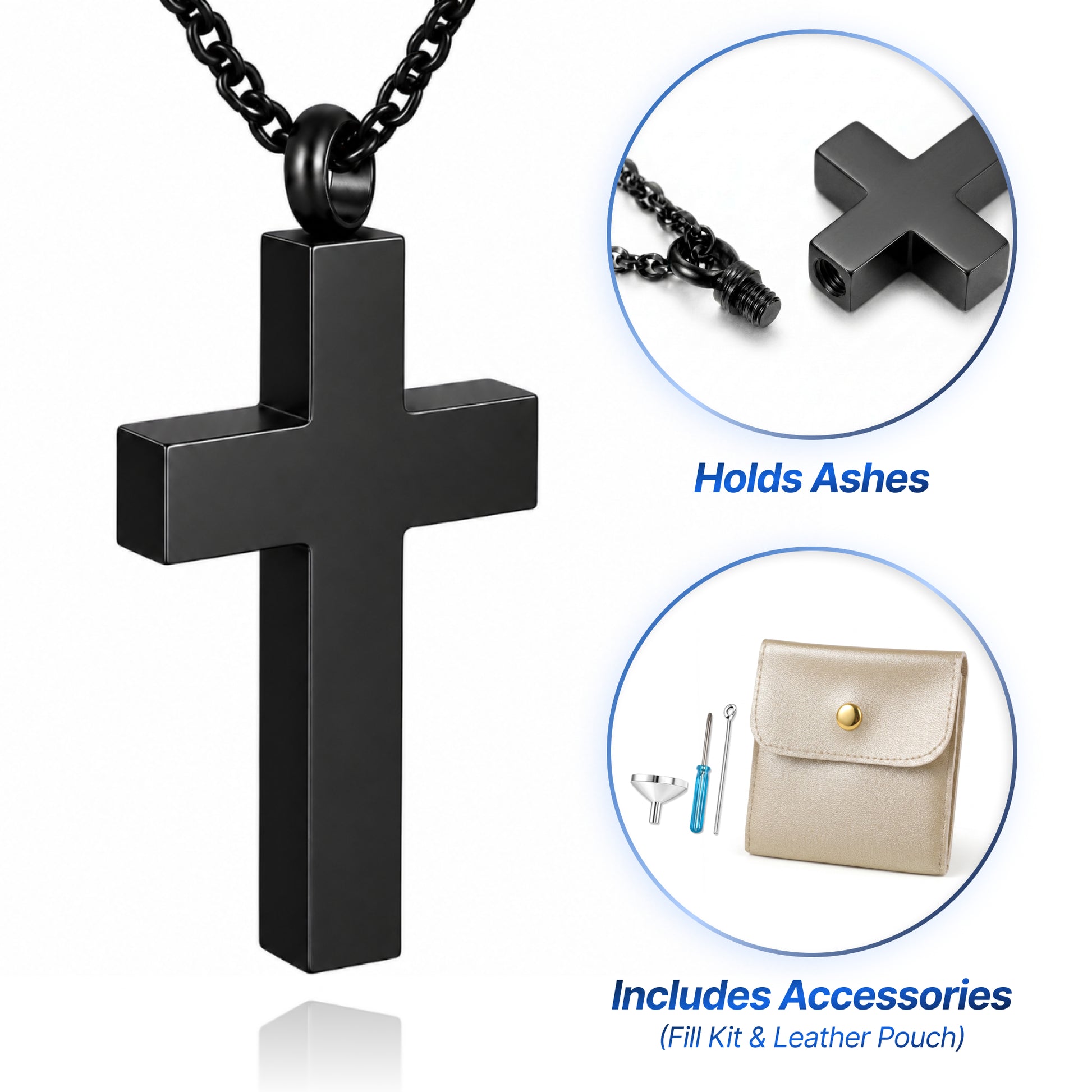 Cross Cremation Keepsake Necklace