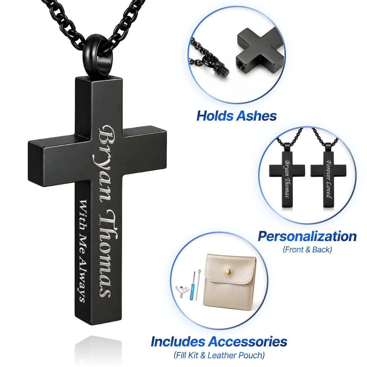 Cross Cremation Keepsake Necklace