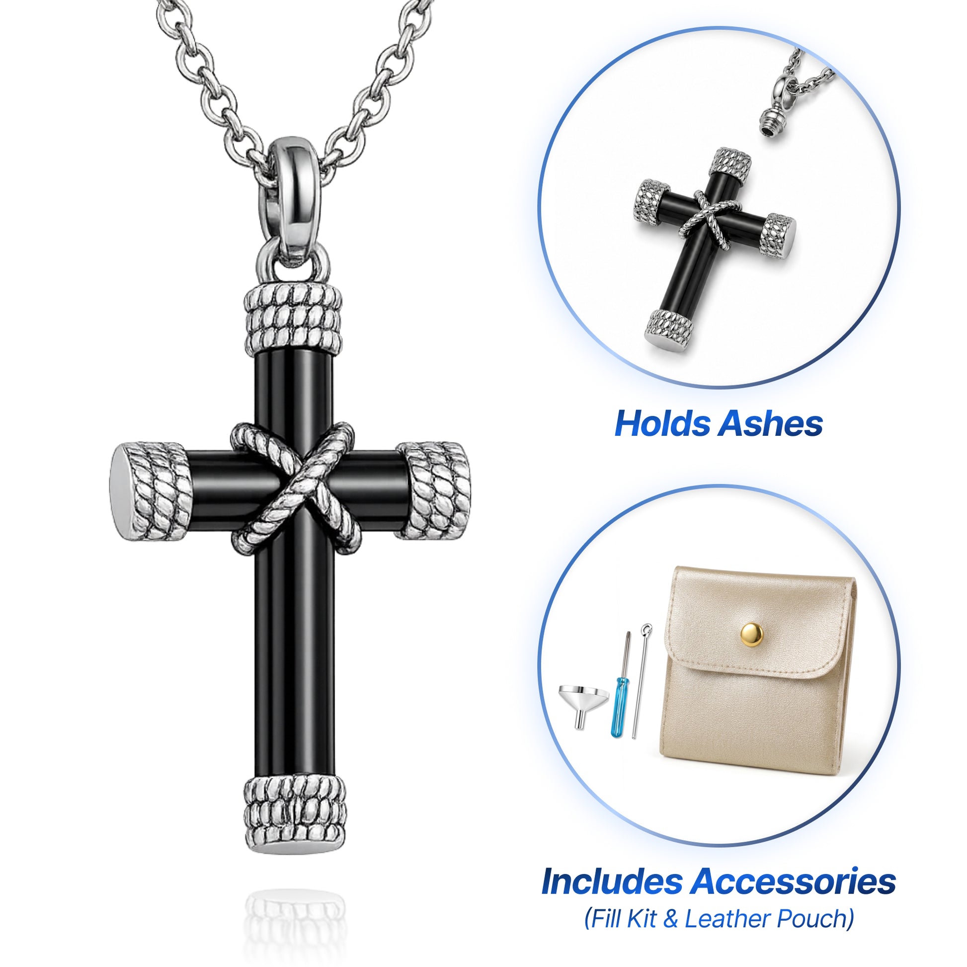 Cross Cremation Keepsake Necklace