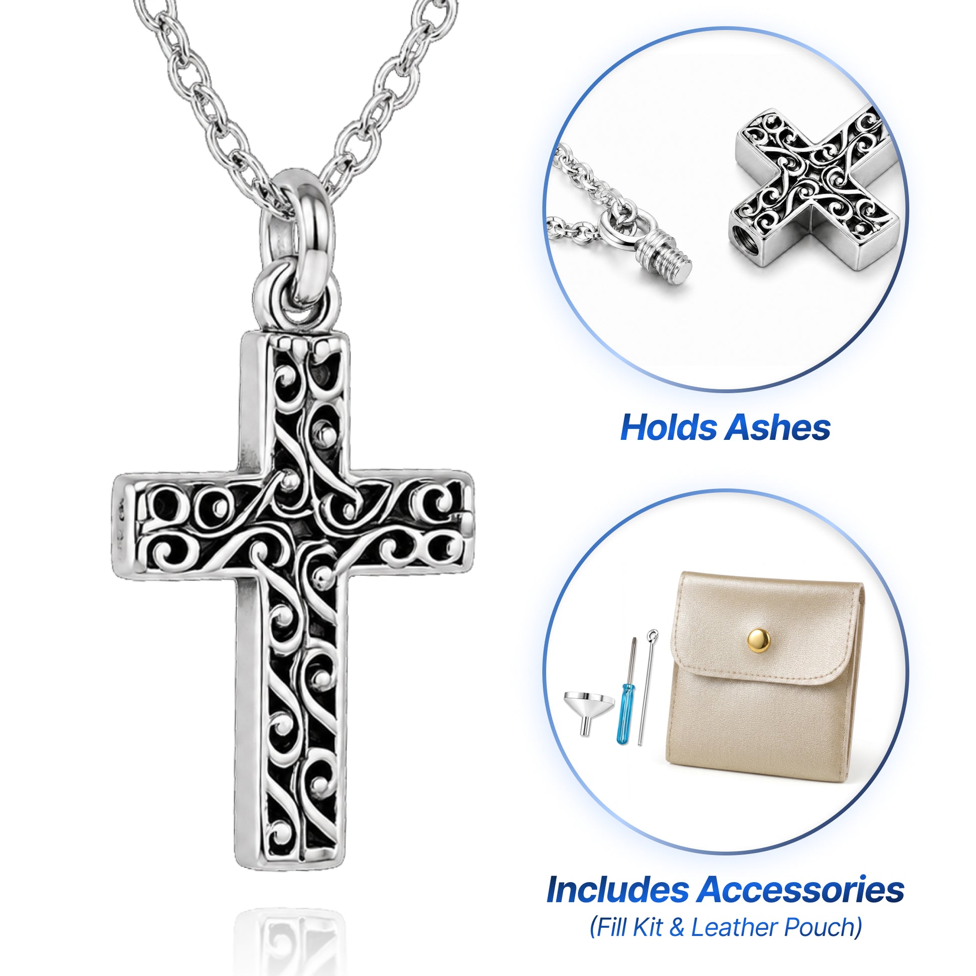 Cross Cremation Keepsake Necklace