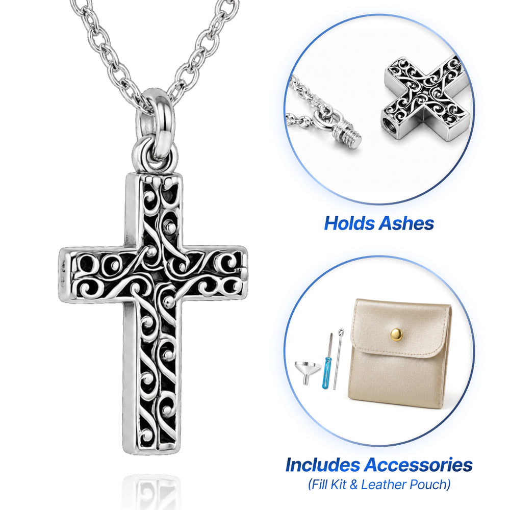 Cross Cremation Keepsake Necklace