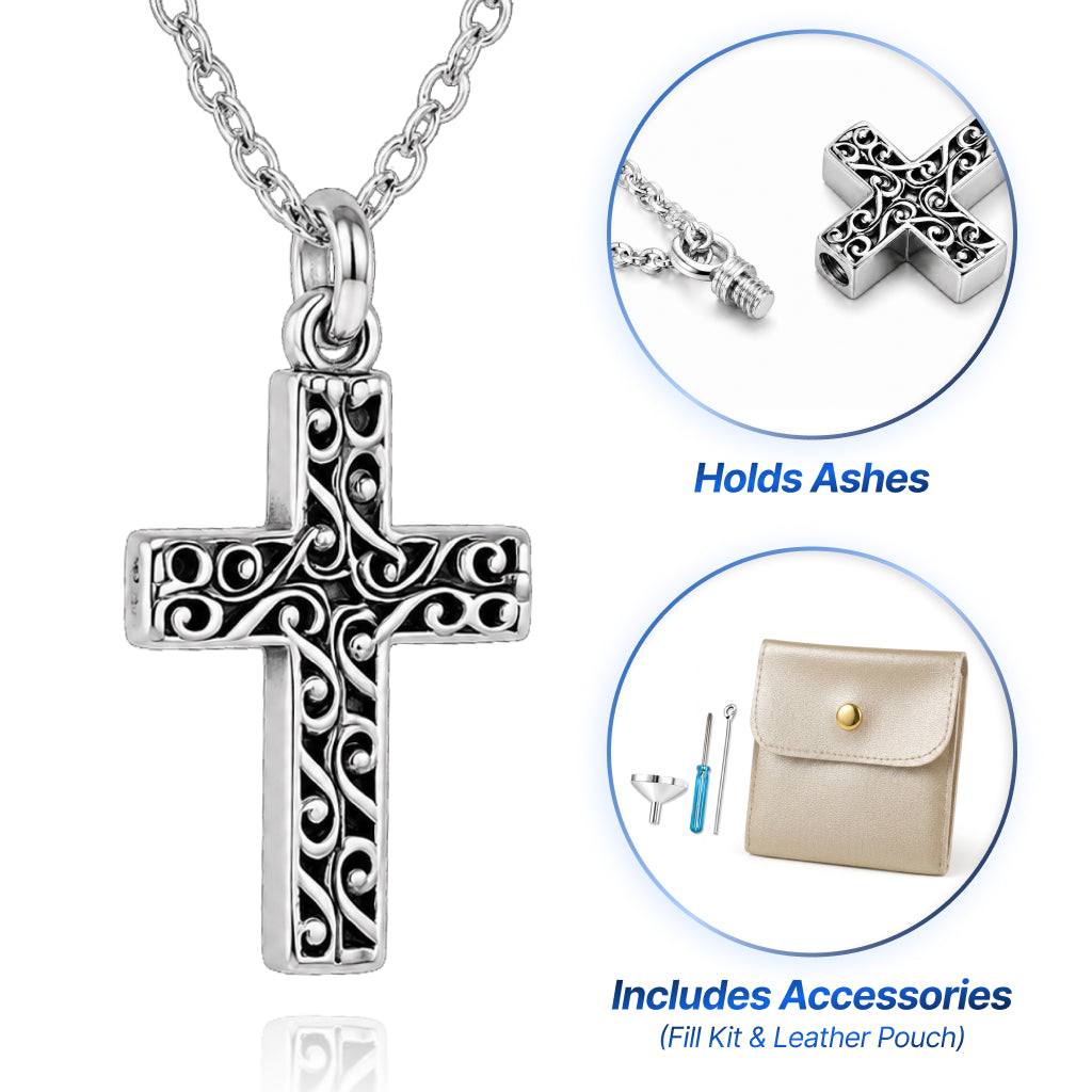 Cross Cremation Keepsake Necklace