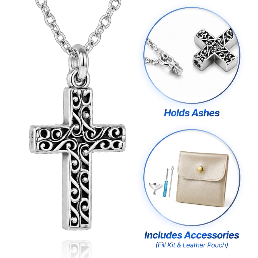 Cross Cremation Keepsake Necklace