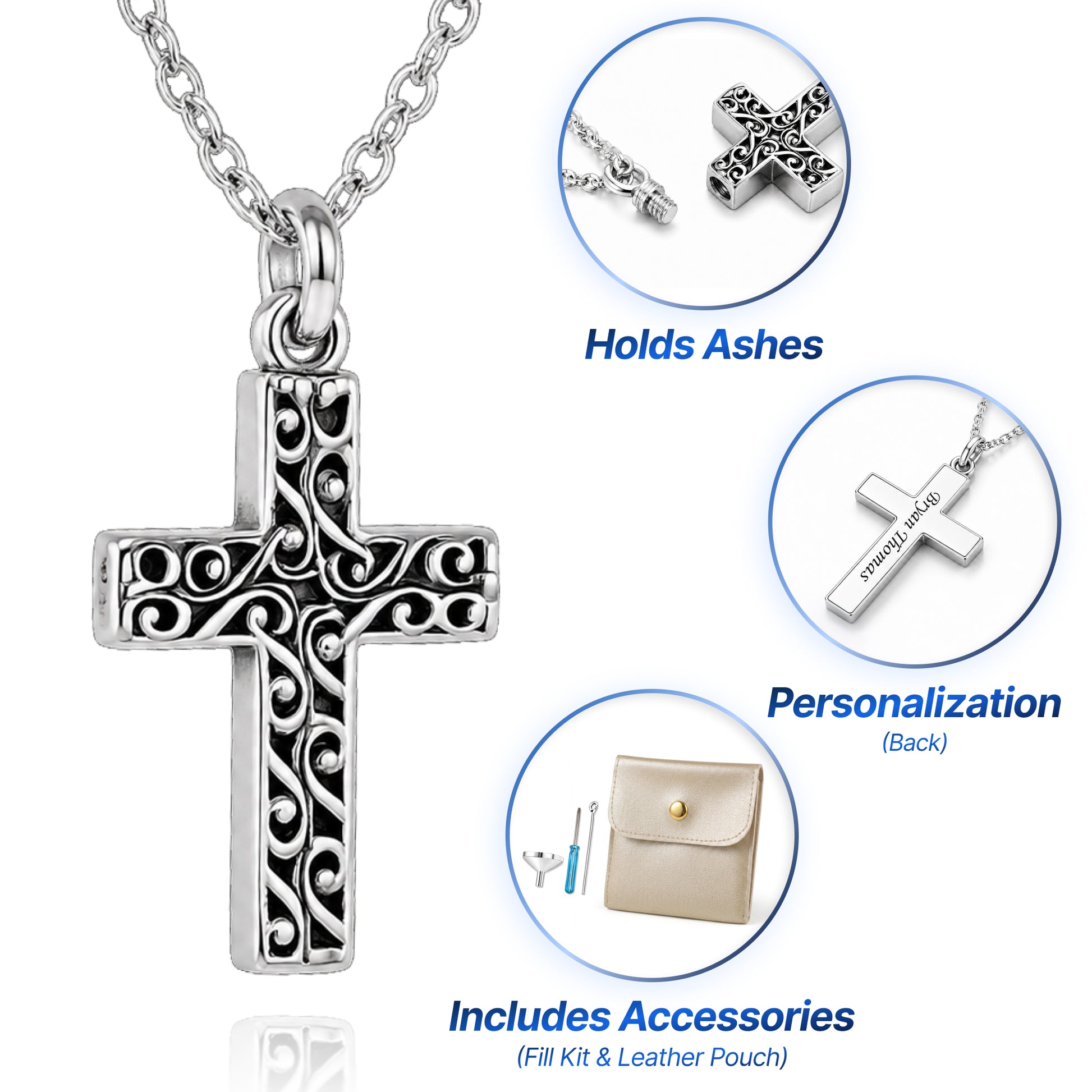 Cross Cremation Keepsake Necklace