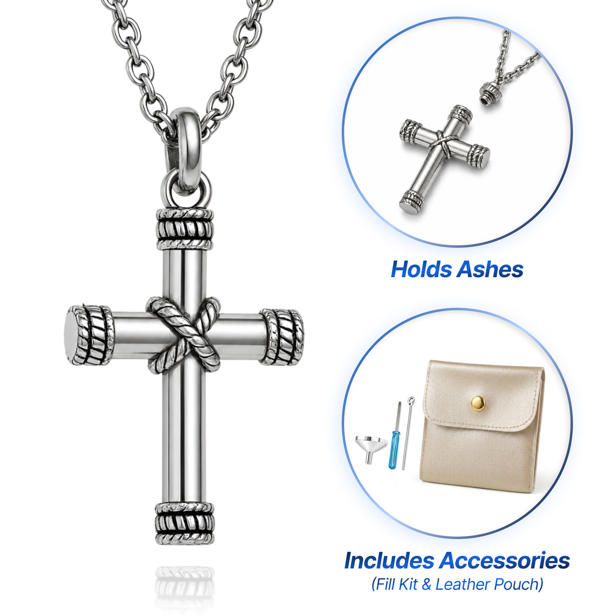 Cross Cremation Keepsake Necklace