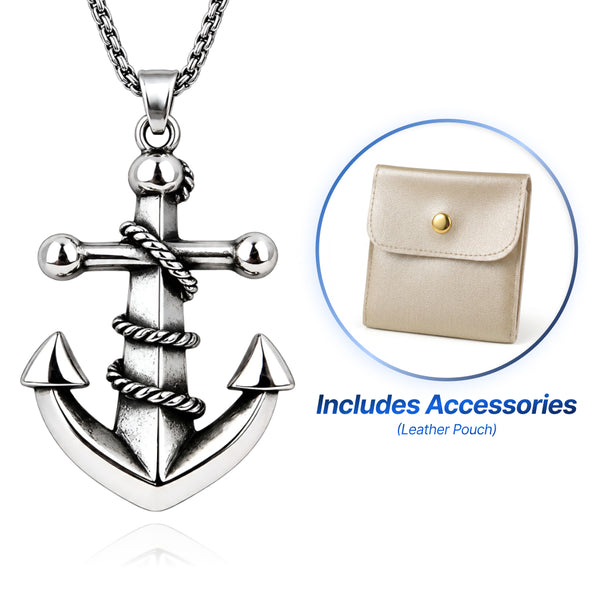 Eternal Anchor Necklace - Silver Rope Anchor