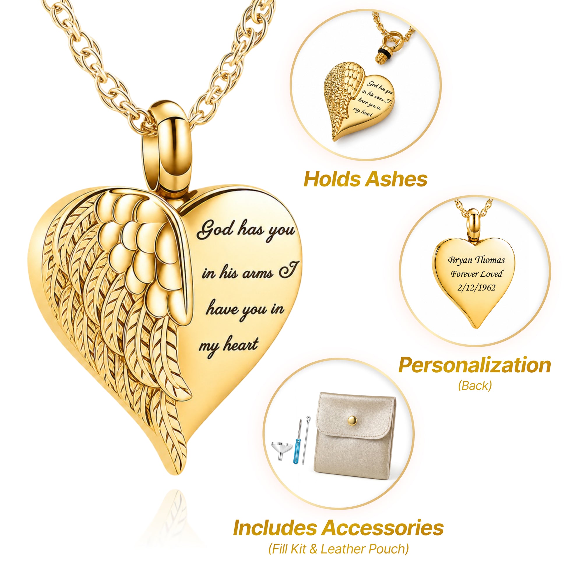 Engraved Golden Heart Keepsake Necklace