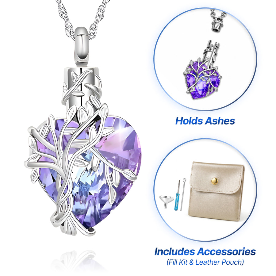 Purple Heart & Vine Keepsake Necklace