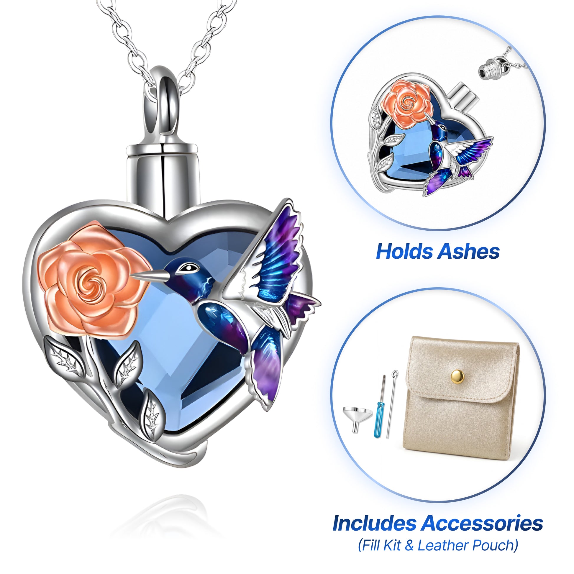 Hummingbird & Flower Keepsake Necklace