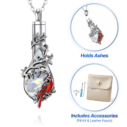 Teardrop Cardinal & Vine Keepsake Necklace