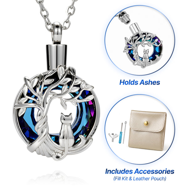 Circle Tree‑of‑Life Keepsake Necklace - Cat Memorial